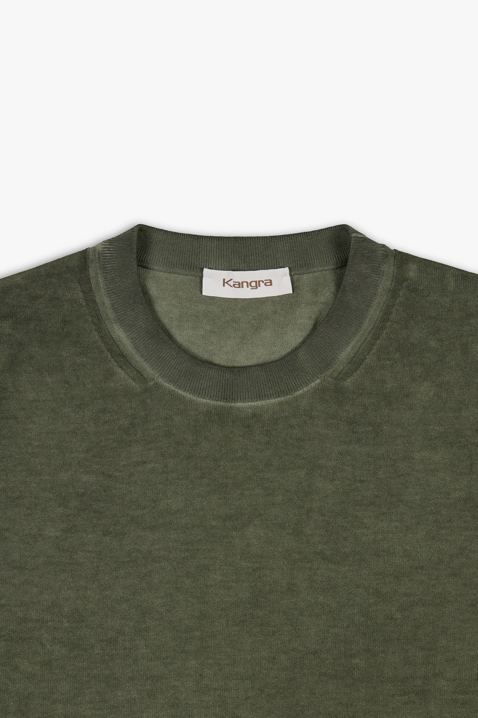 KANGRA Maglia Uomo Girocollo Cotone Trattamento Vintage-Salvia