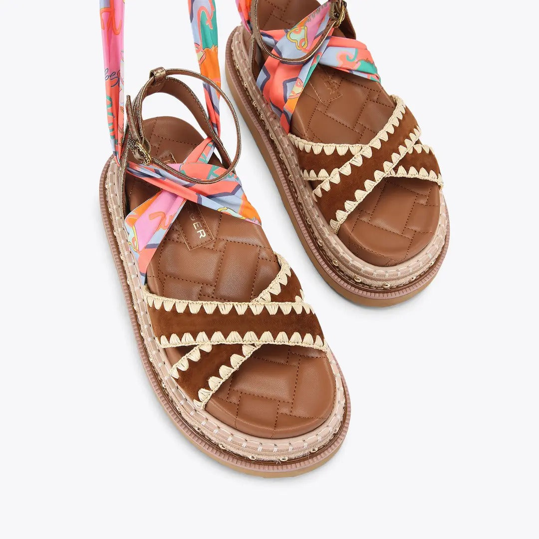 KURT GEIGER Sandalo Donna ORSON CROSS SCARF-Tan