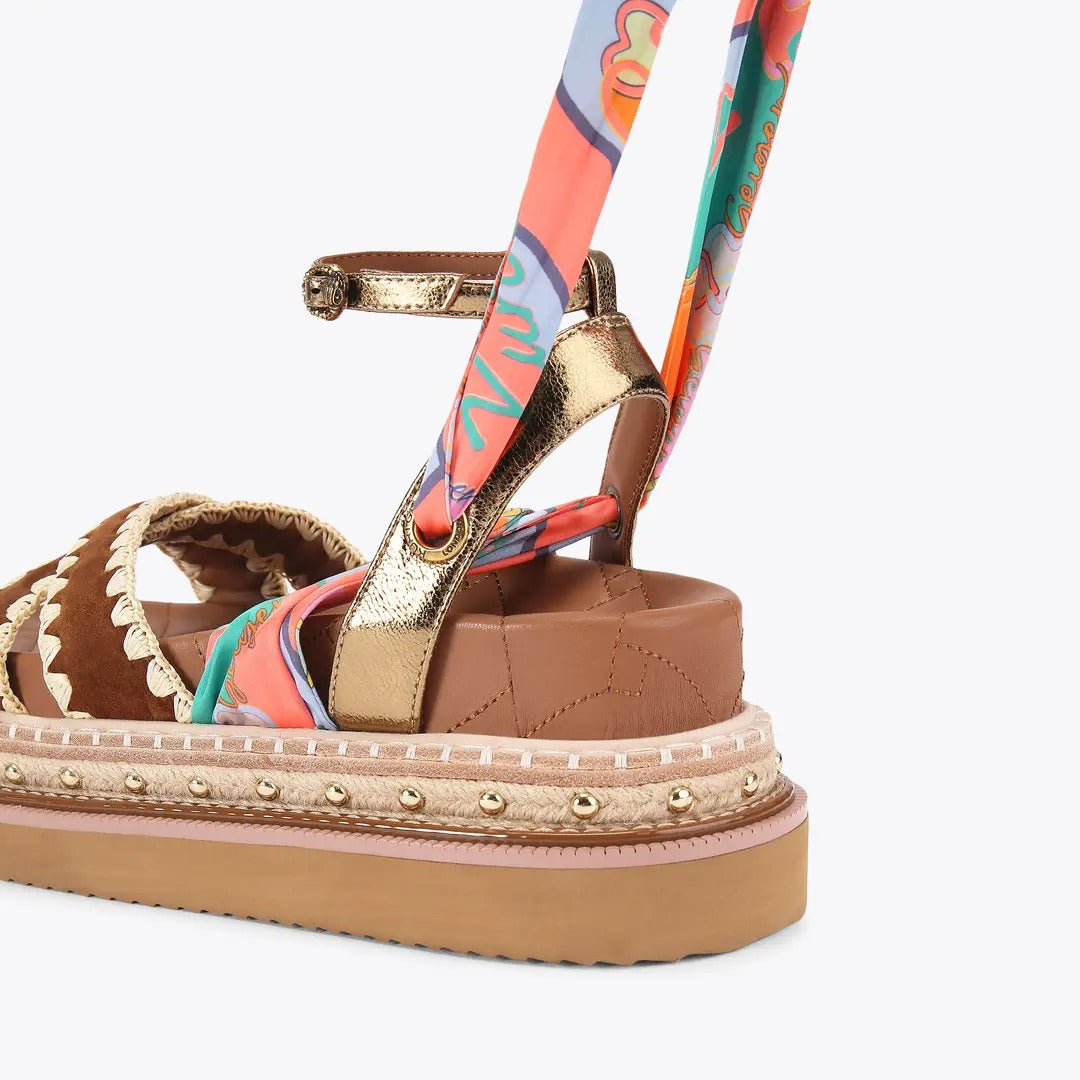 KURT GEIGER Sandalo Donna ORSON CROSS SCARF-Tan