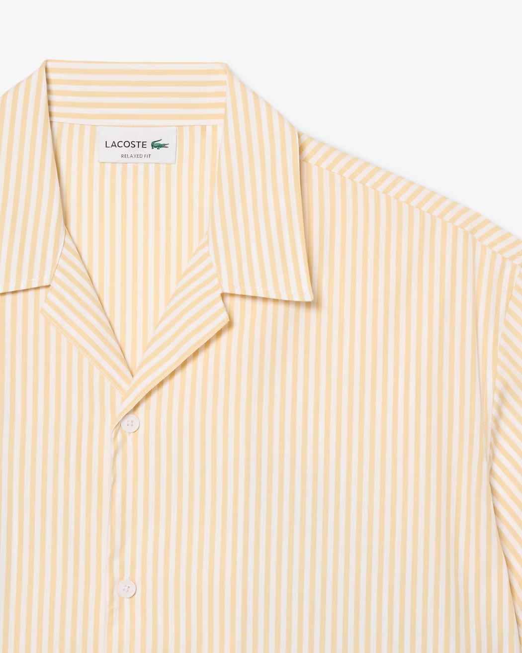 LACOSTE Camicia Uomo Popeline Cotone Righe Stampa-Blanc/Beige