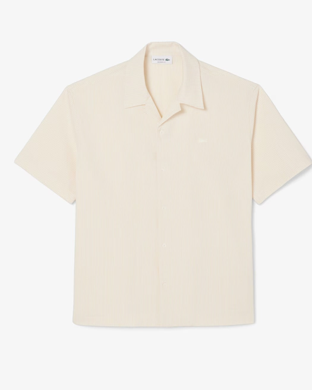LACOSTE Camicia Uomo Seersucker Maniche Corte-Blanc/Beige