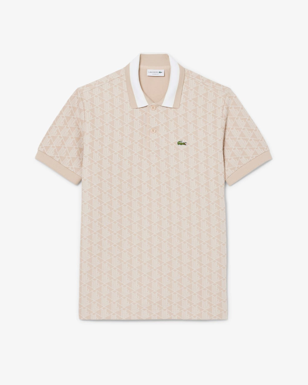 LACOSTE Polo Uomo Jacquard Monogram-Beige Blanc