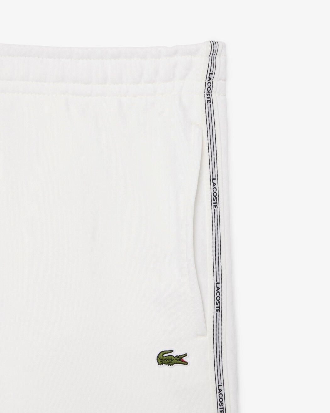LACOSTE Shorts Uomo Tessuto Felpato Striscia Logata-Bianco