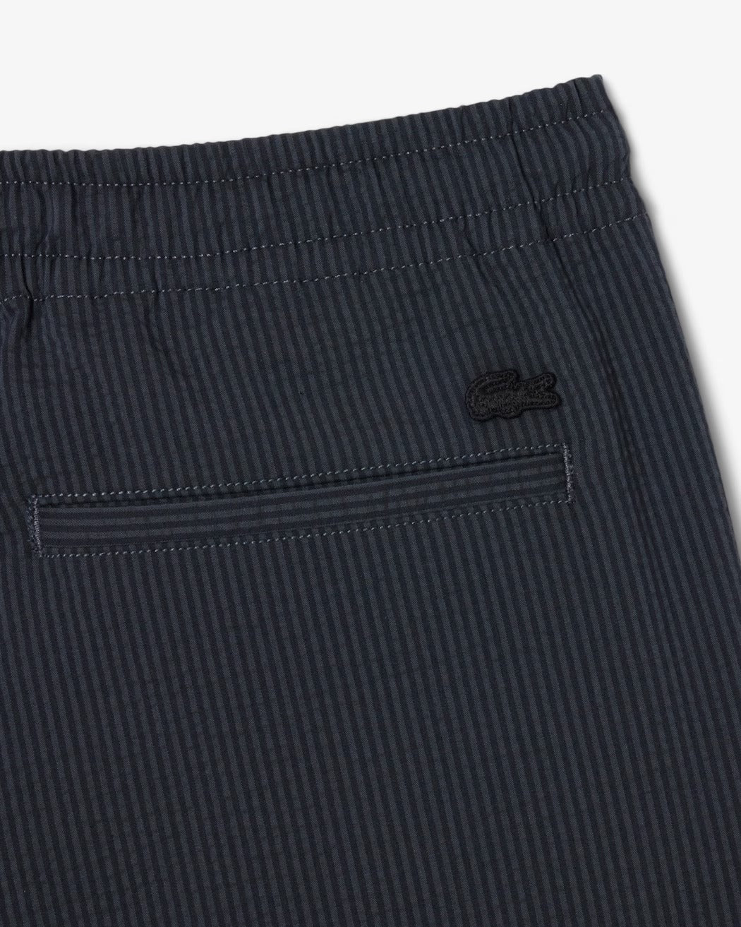 LACOSTE Shorts Uomo Seersucker-Noir/Gris Fonce