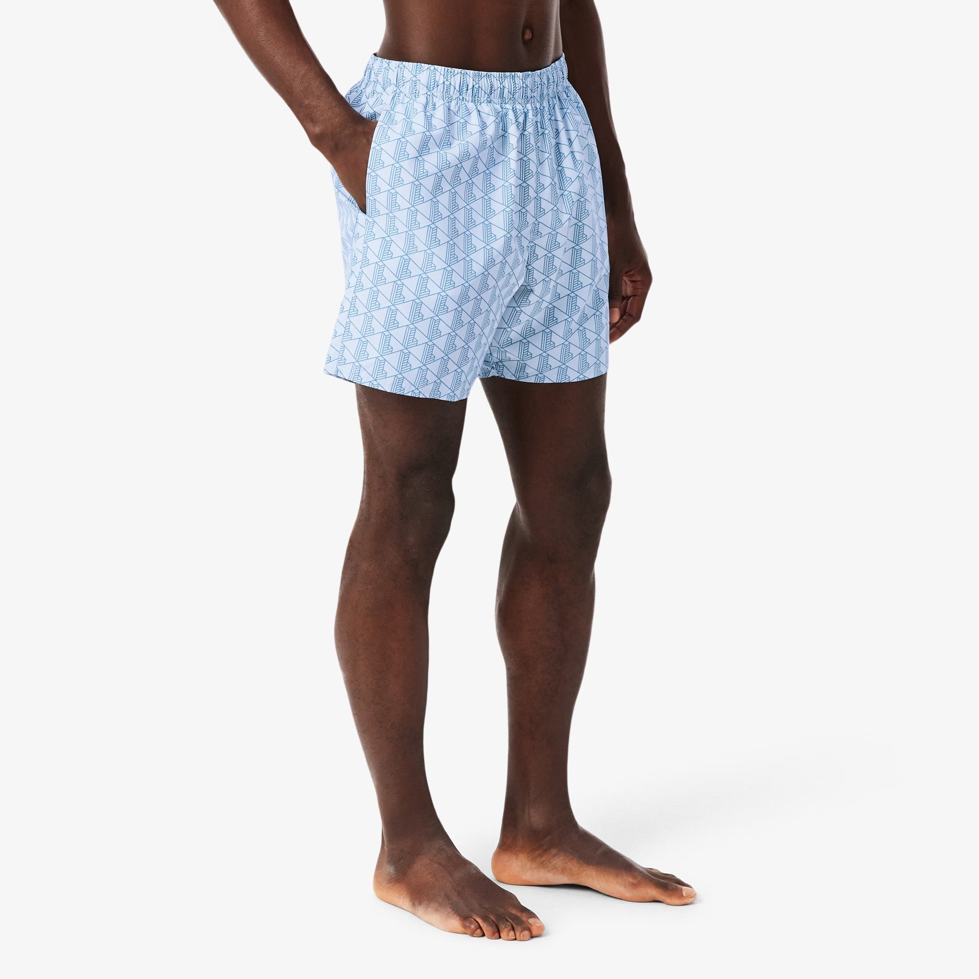 LACOSTE Costume Boxer Uomo Jacquard Monogram-Bleu