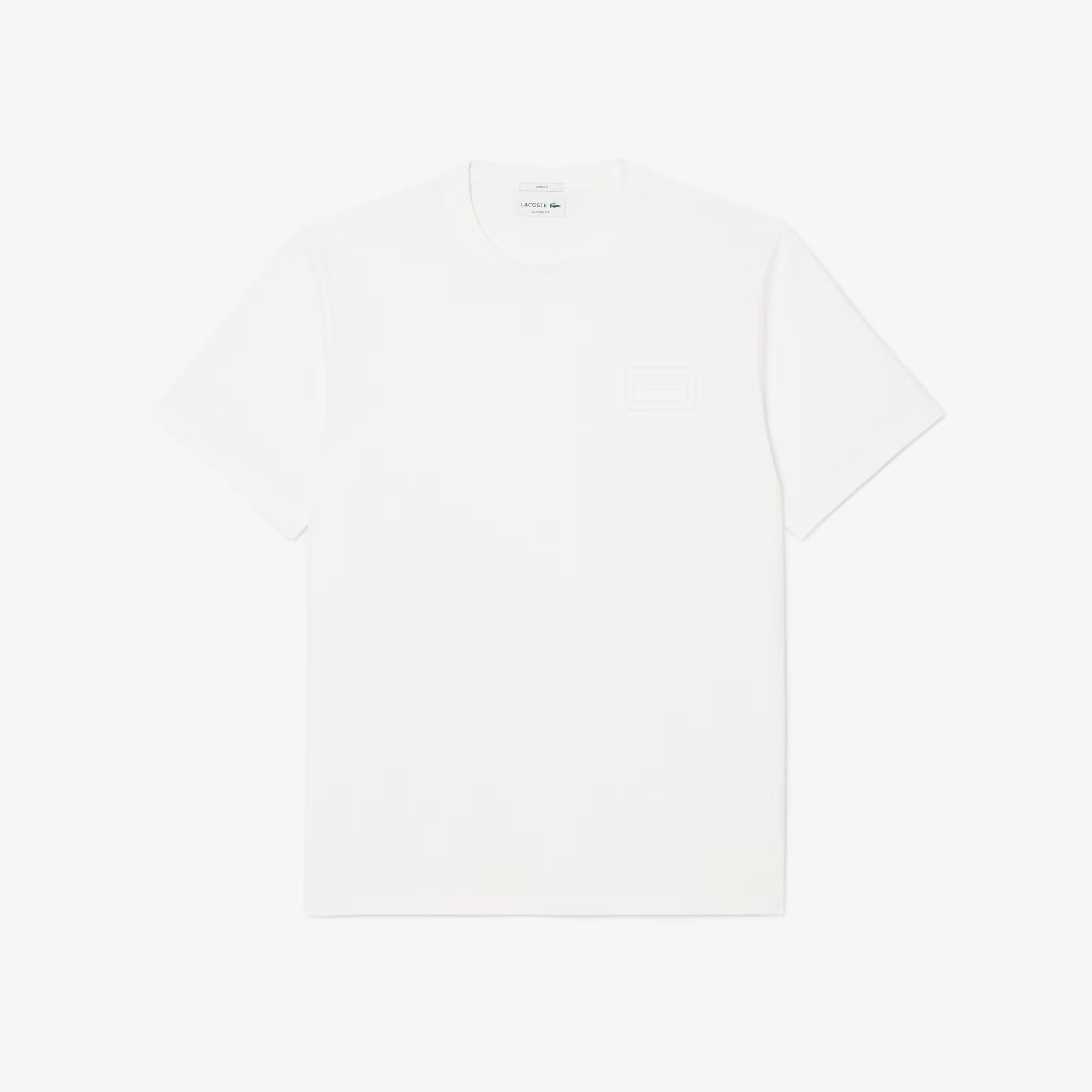 LACOSTE T-Shirt Unisex Jersey Cotone Logo Rilievo-Bianco
