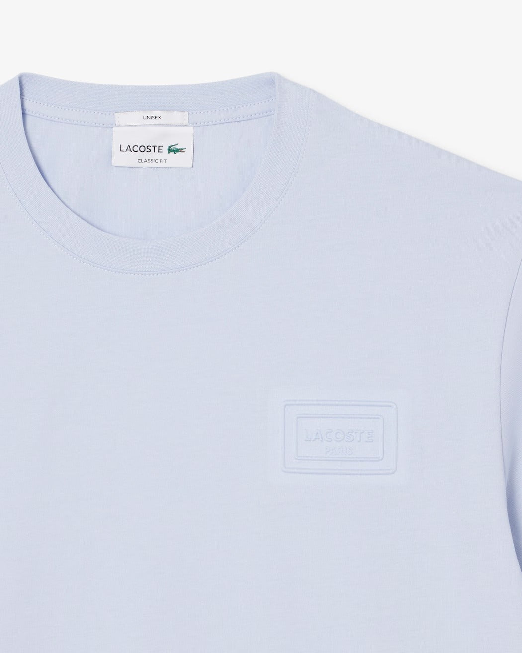 LACOSTE T-Shirt Unisex Jersey Cotone Logo Rilievo-Blu Chiaro