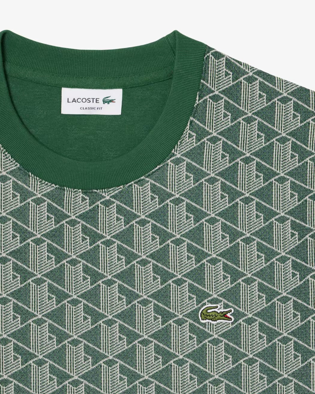 LACOSTE T-Shirt Uomo Jacquard Monogram-Verde