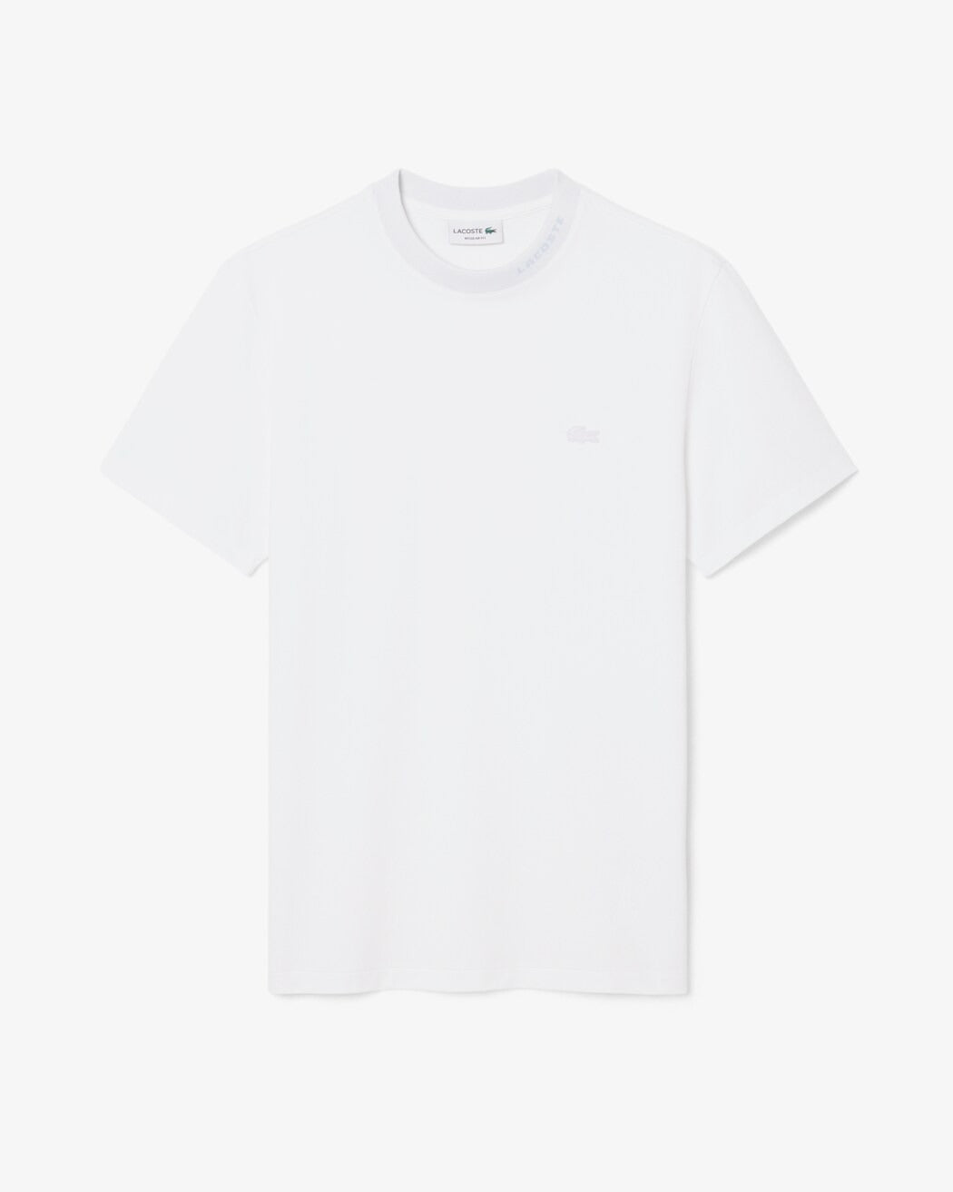 LACOSTE T-Shirt Uomo Piquet Logo Jacquard-Bianco