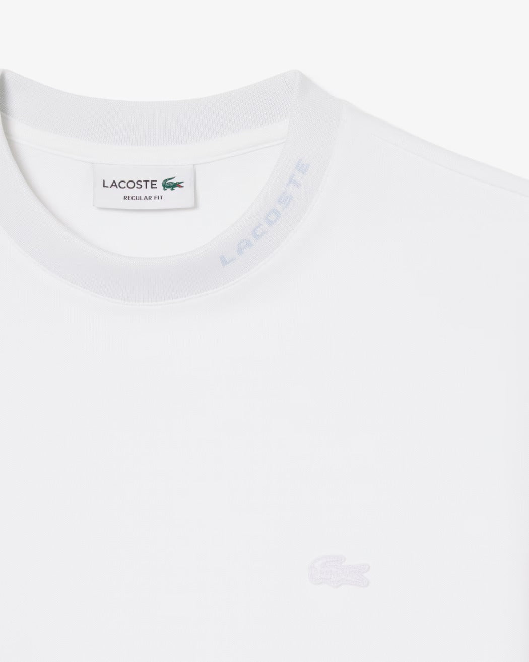LACOSTE T-Shirt Uomo Piquet Logo Jacquard-Bianco