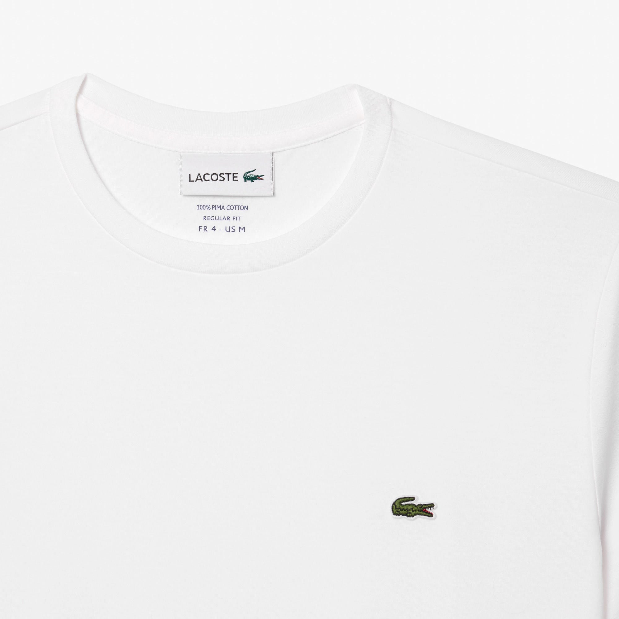 LACOSTE T-Shirt Uomo Cotone Pima-Bianco