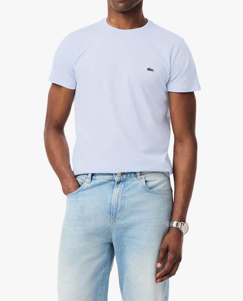 LACOSTE T-Shirt Uomo Cotone Pima-Blu Chiaro