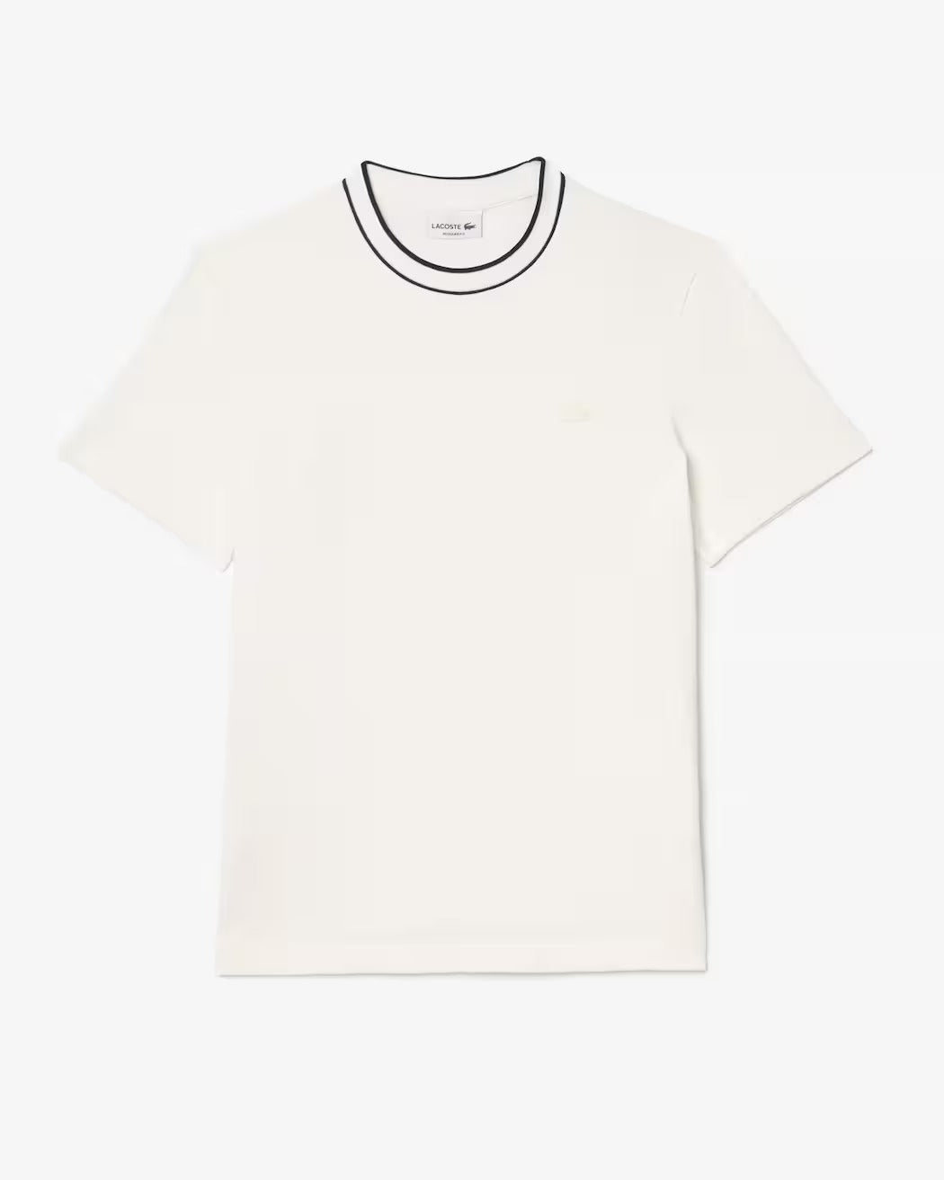 LACOSTE T-Shirt Uomo Colletto Righe-Bianco