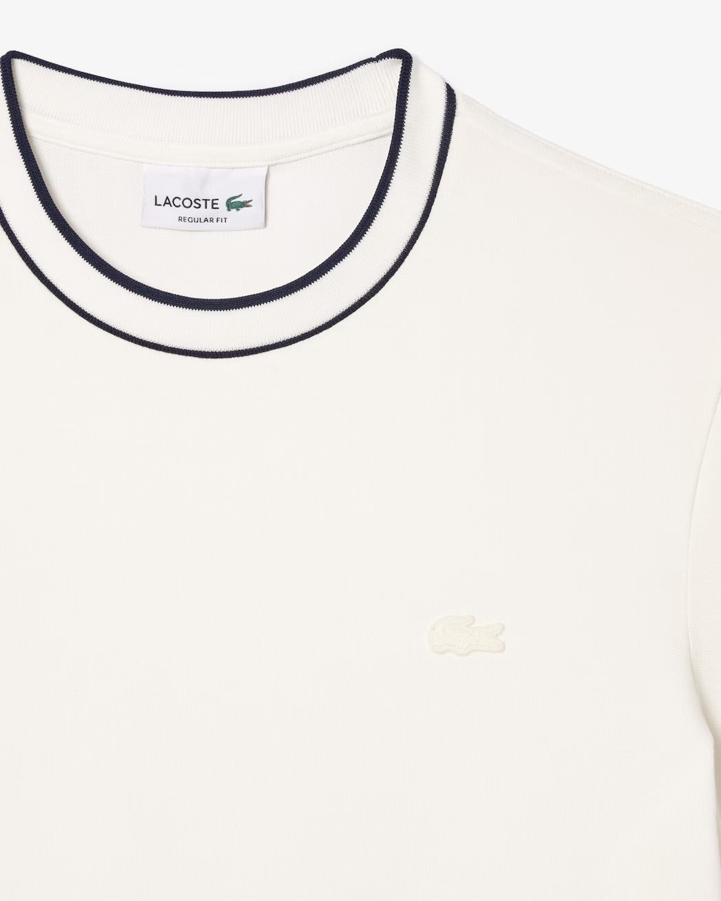 LACOSTE T-Shirt Uomo Colletto Righe-Bianco
