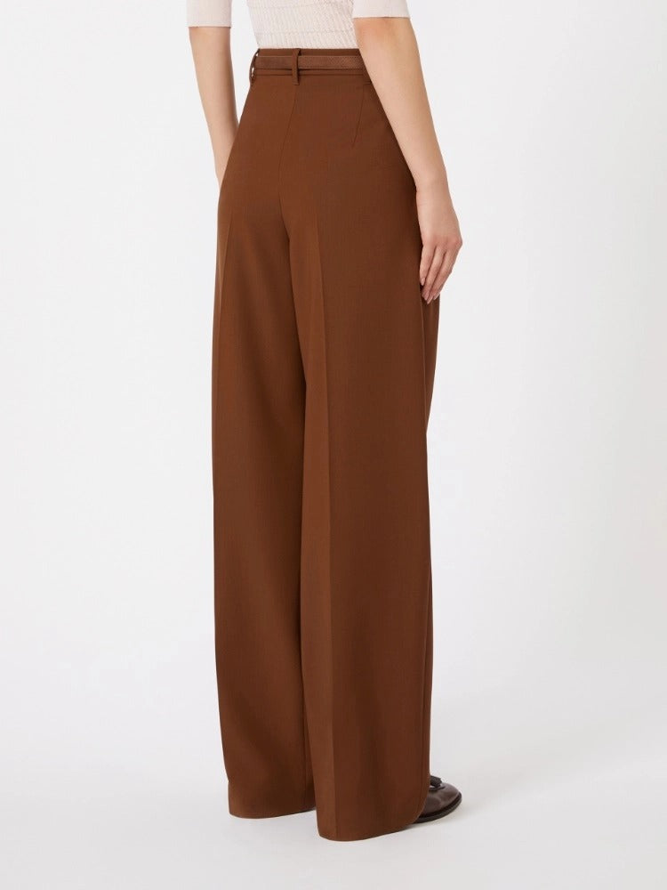 MAX MARA Pantalone Bacio Lana Cintura-Cioccolato