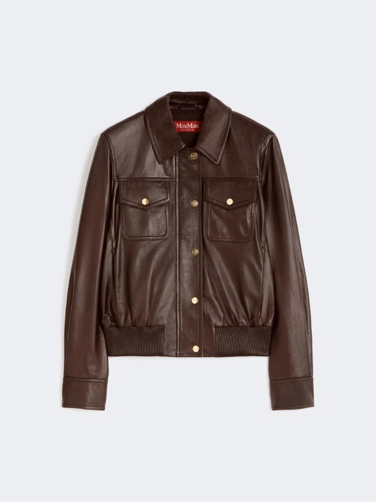 MAX MARA Giacca Biada Pelle-Marrone