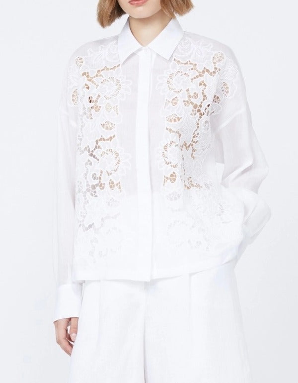 MAX MARA Camicia Cali Tela Ramié Sangallo-Bianco