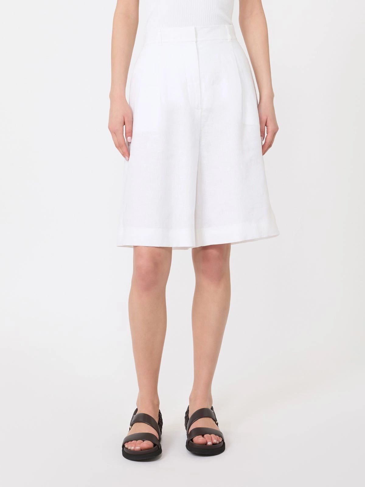 MAX MARA Bermuda Caravan Tela Lino-Bianco