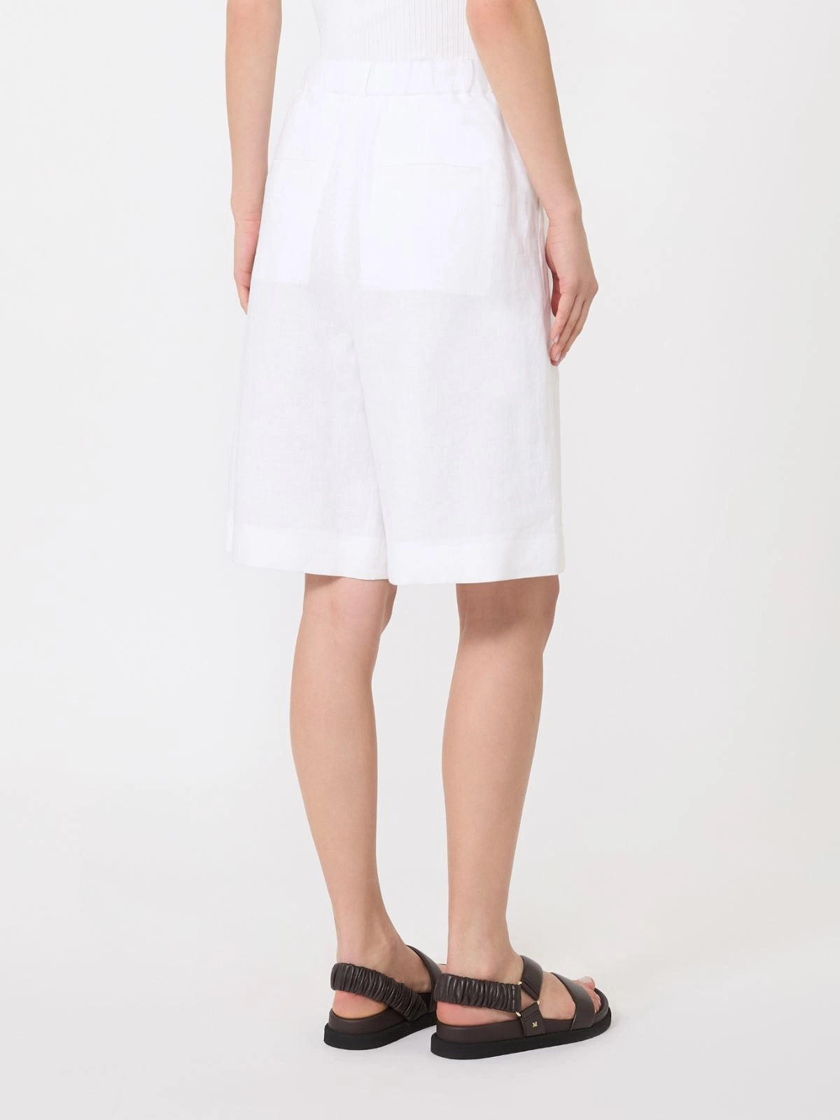 MAX MARA Bermuda Caravan Tela Lino-Bianco