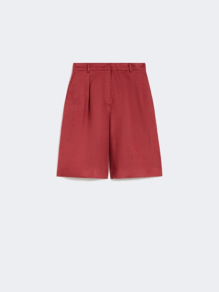 MAX MARA Bermuda Caravan Tela Lino-Mattone Rosso