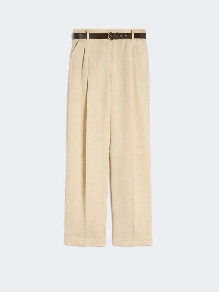 MAX MARA Pantalone Sumero Batavia Lino Cintura-Coloniale
