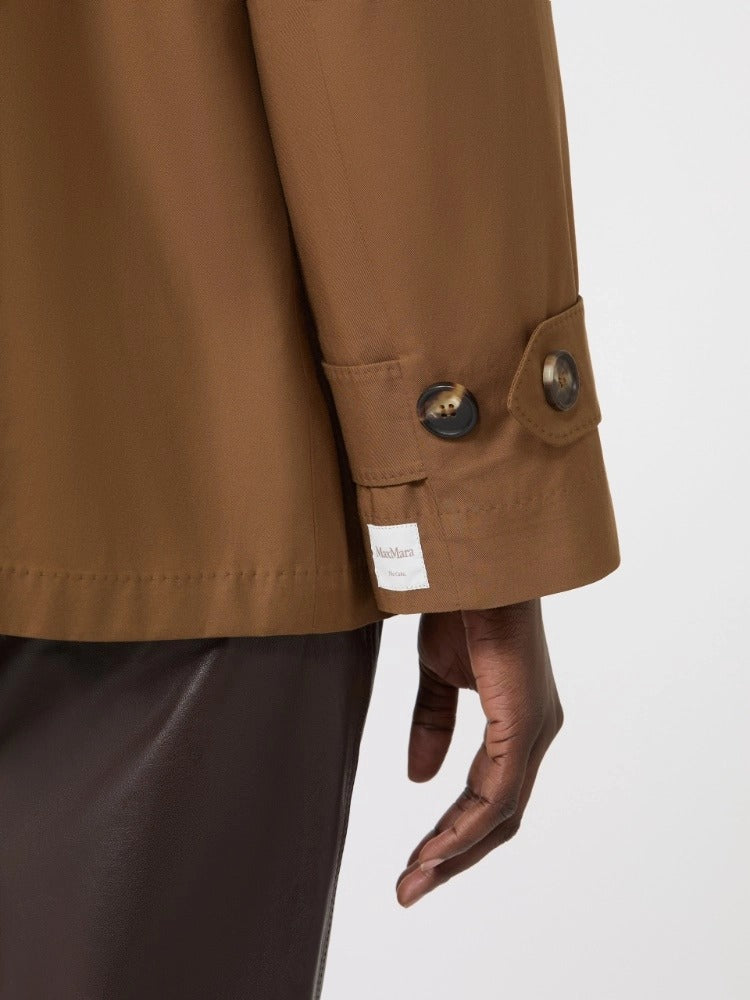 MAX MARA Trench Zeno Corto Impermeabile-Cuoio