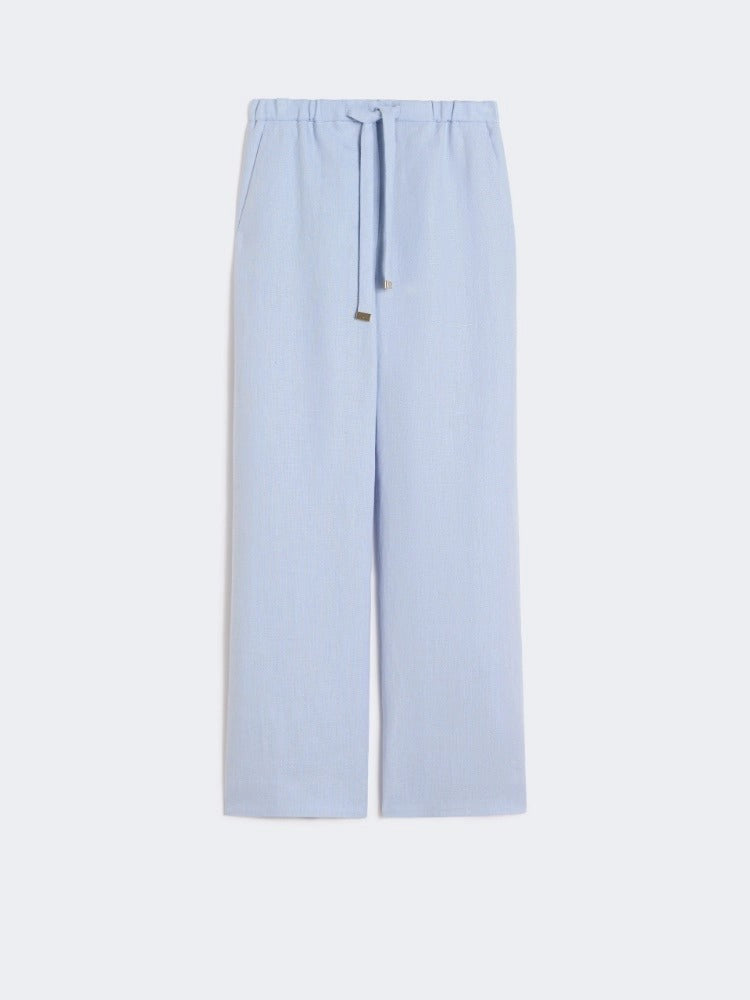 MAX MARA Pantalone Amedea Stuoia Lino-Azzurro