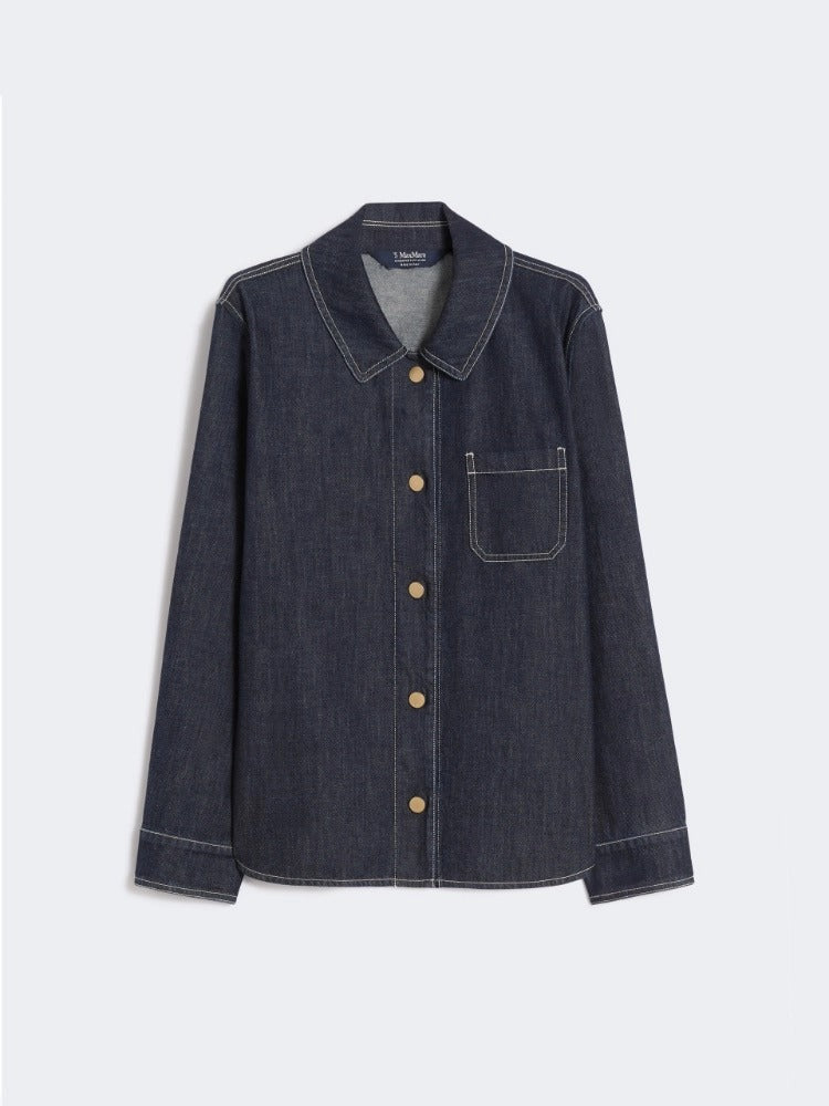 MAX MARA Camicia Enfasi Denim Cotone-Blu Marino