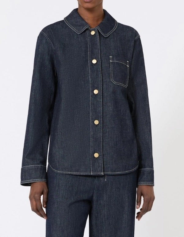 MAX MARA Camicia Enfasi Denim Cotone-Blu Marino