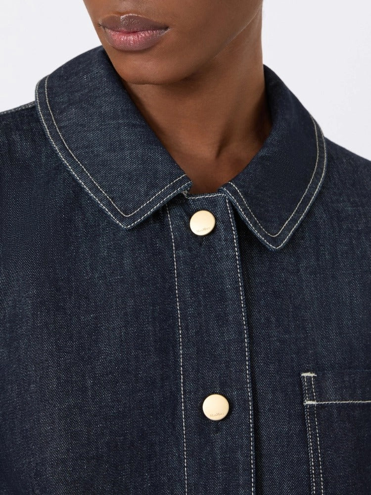 MAX MARA Camicia Enfasi Denim Cotone-Blu Marino
