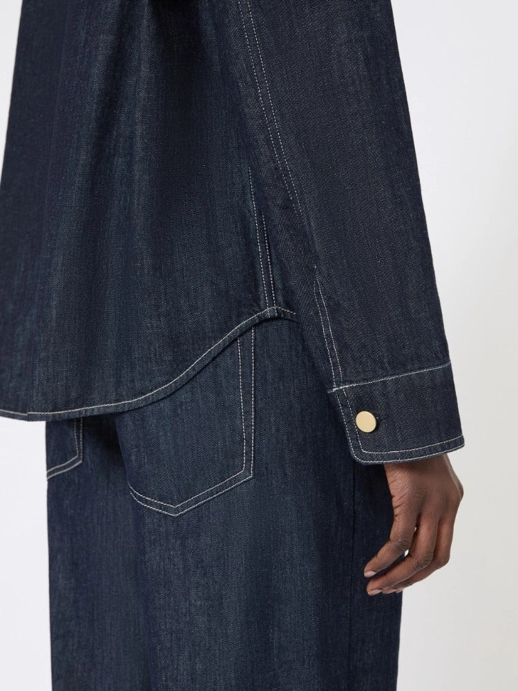 MAX MARA Camicia Enfasi Denim Cotone-Blu Marino