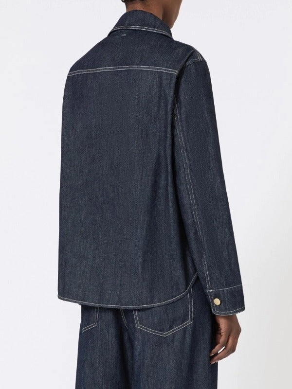 MAX MARA Camicia Enfasi Denim Cotone-Blu Marino