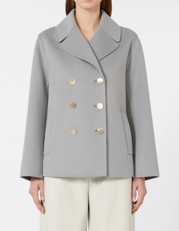 MAX MARA Giacca Margot Doppiopetto Drap di Lana-Avio