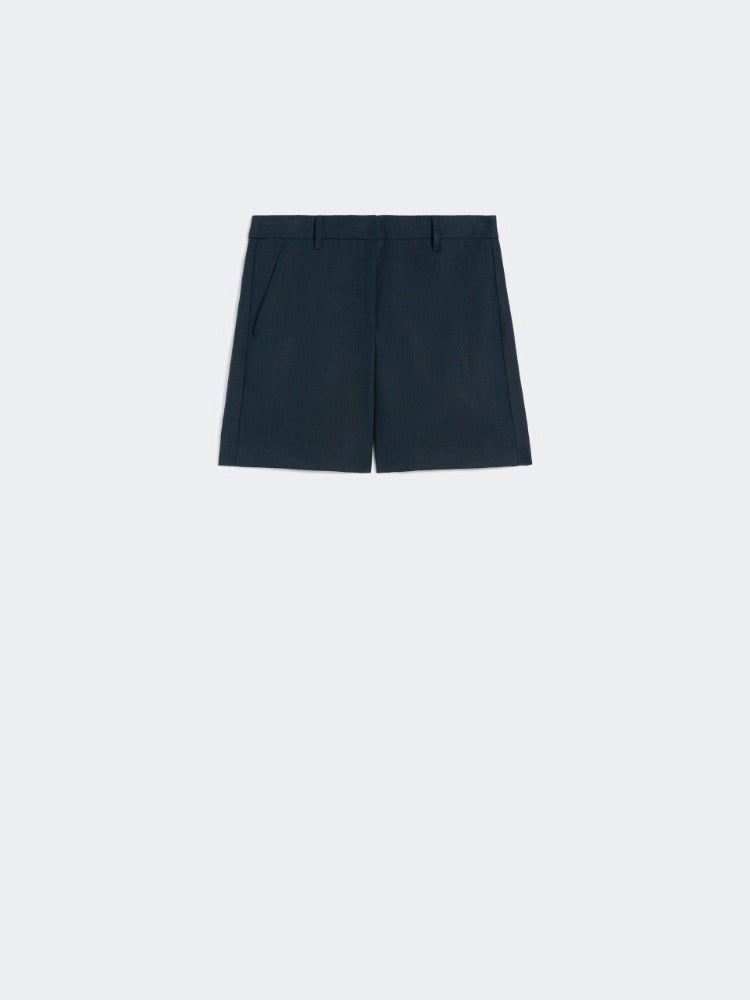 MAX MARA Shorts Party Stuoia Lino-Blu Notte