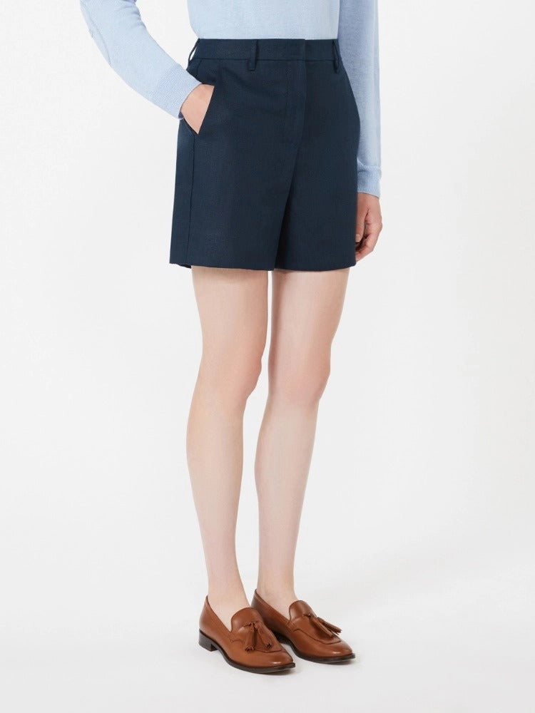 MAX MARA Shorts Party Stuoia Lino-Blu Notte
