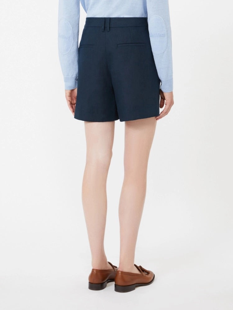 MAX MARA Shorts Party Stuoia Lino-Blu Notte