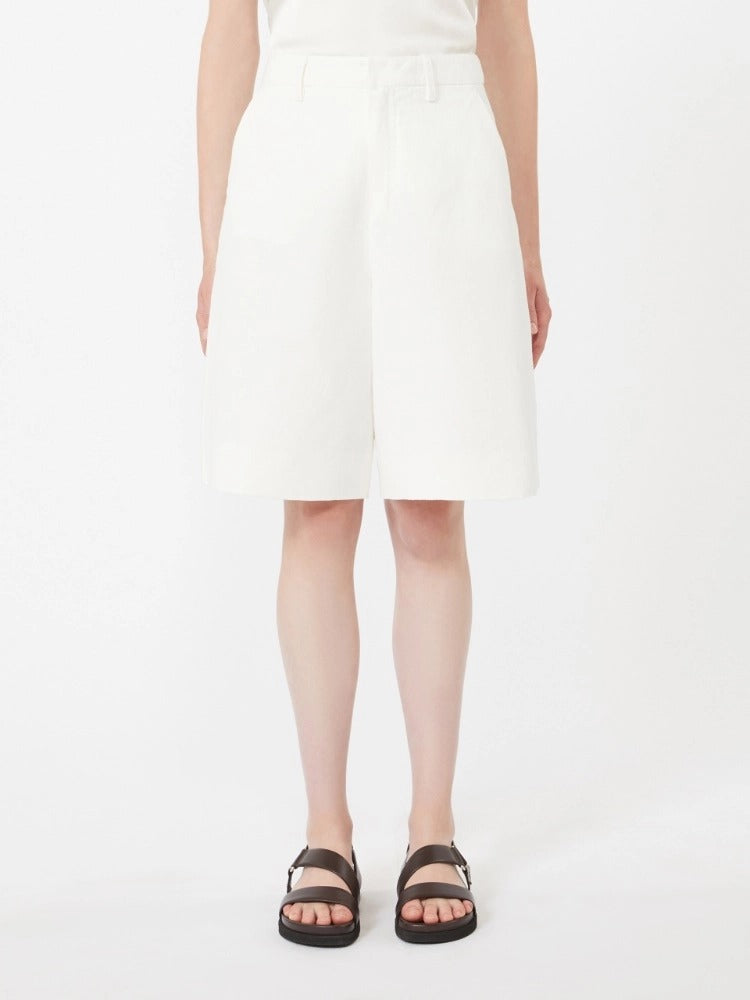 MAX MARA Bermuda Sole Drill Cotone Lino-Bianco