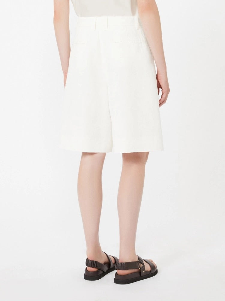 MAX MARA Bermuda Sole Drill Cotone Lino-Bianco