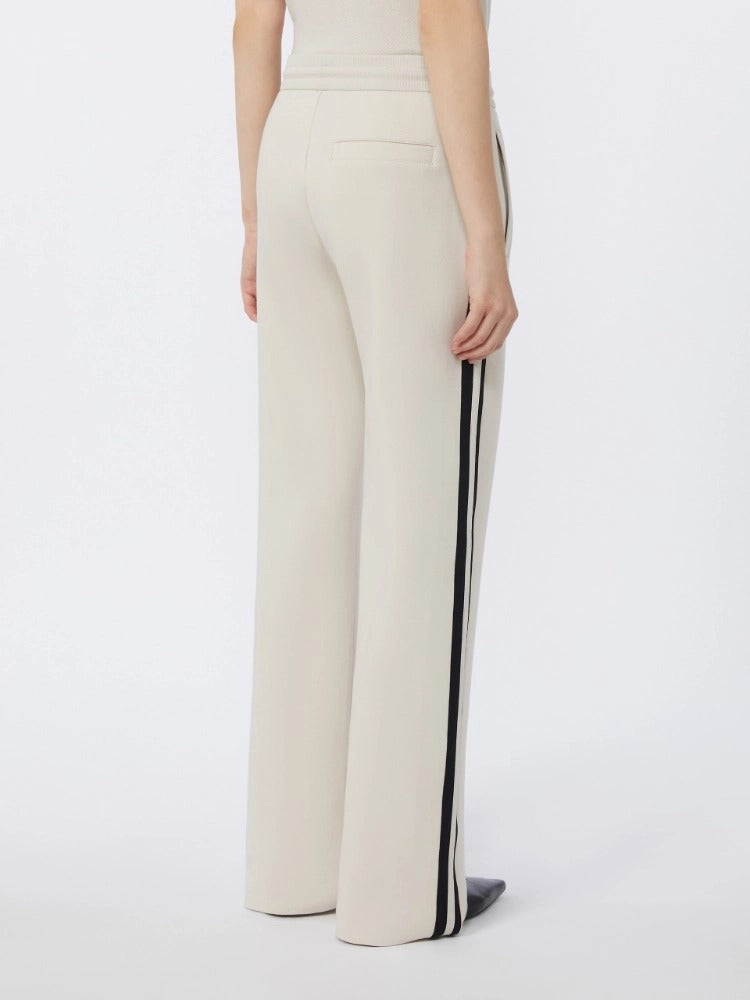 MAX MARA Pantalone Vento Jersey Cotone Bande-Ecru