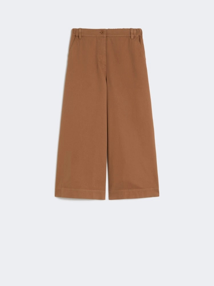 MAX MARA Pantalone Ariete Drill di Cotone-Cuoio