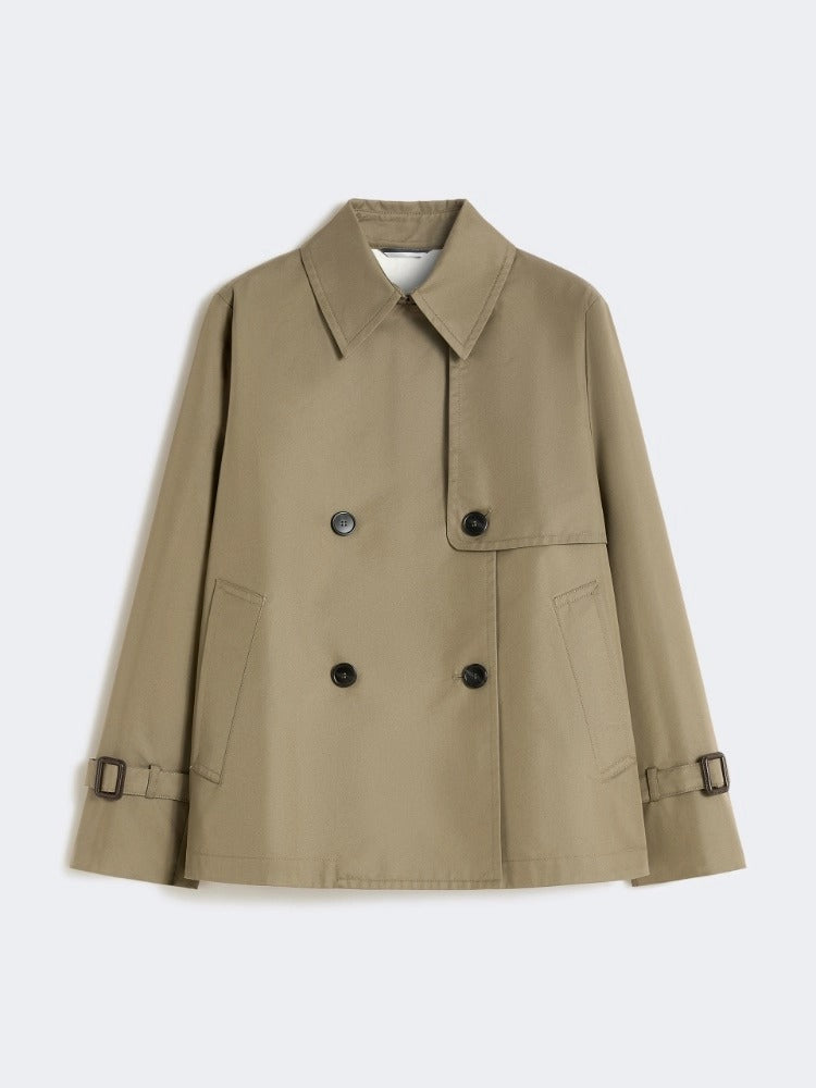 MAX MARA Trench Biglia Corto Gabardina Impermeabile-Fango