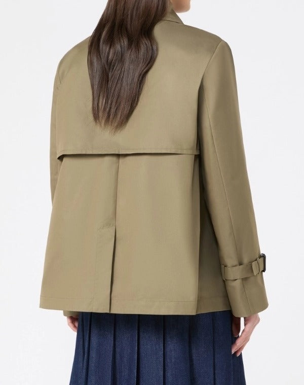 MAX MARA Trench Biglia Corto Gabardina Impermeabile-Fango