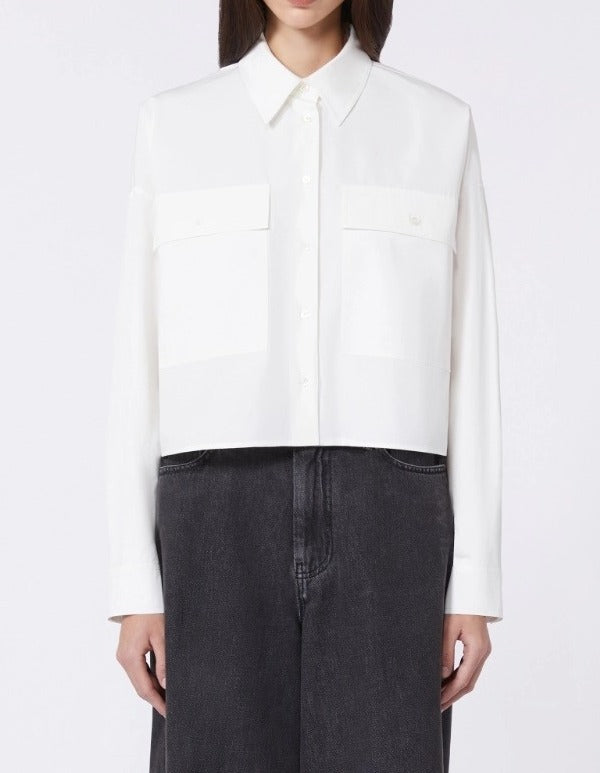 MAX MARA Camicia Bruno Asimmetrica Popeline Cotone-Bianco