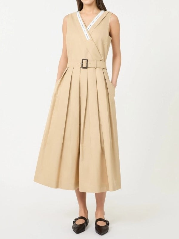 MAX MARA Abito Lungo Cono Gabardina-Beige