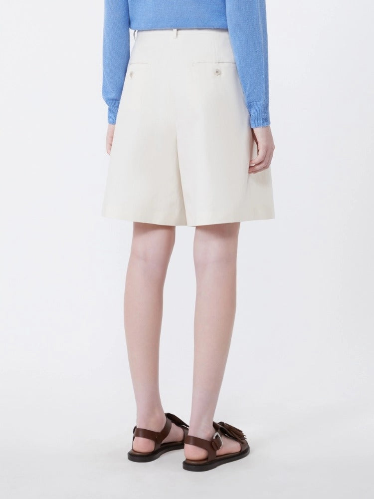 MAX MARA Bermuda Cuba Canvas Cotone Lino-Ecru