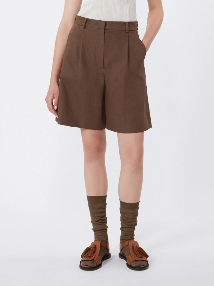 MAX MARA Bermuda Cuba Canvas Cotone Lino-Cioccolato