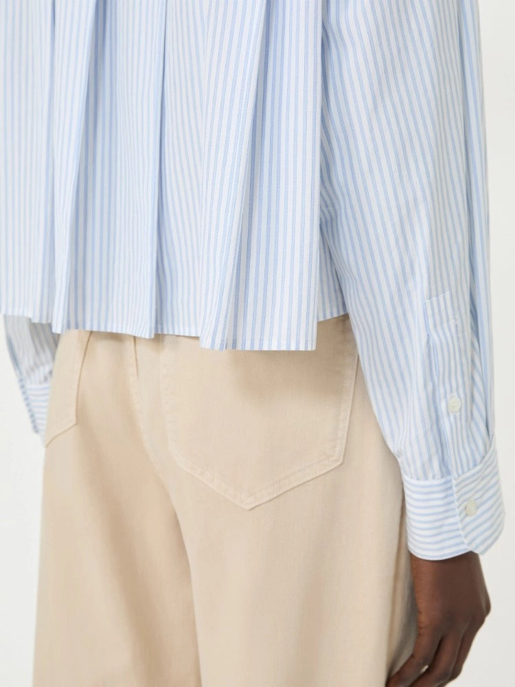 MAX MARA Camicia Eden Crop Popeline Cotone Righe-Azzurro