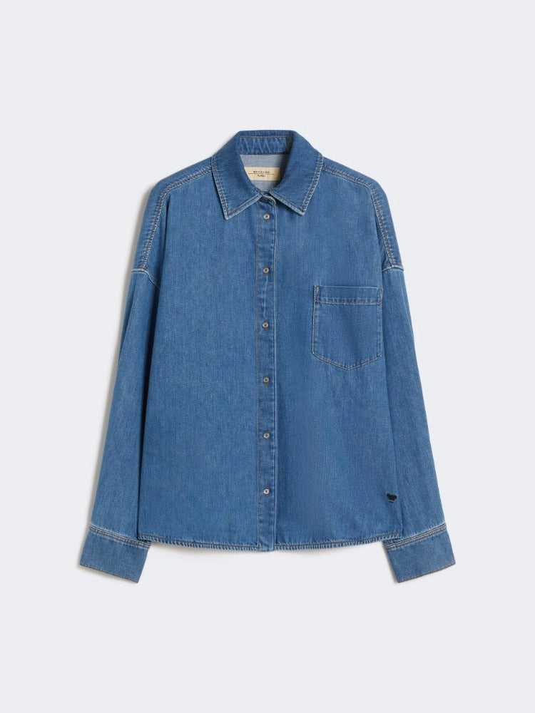 MAX MARA Camicia Foggia Denim di Cotone-Blu