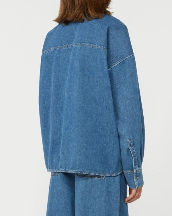 MAX MARA Camicia Foggia Denim di Cotone-Blu