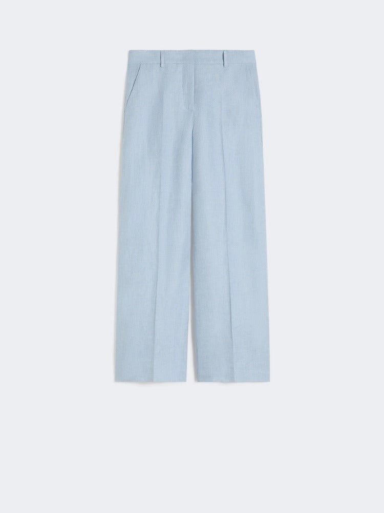 MAX MARA Pantalone Malizia Canvas Lino-Azzuro